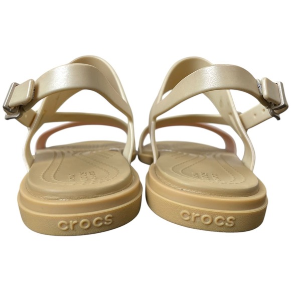 CROCS Sandals Women's Size 5 Slingback Buckle Ankle Strap Tulum Shimmer Strappy - Picture 5 of 8